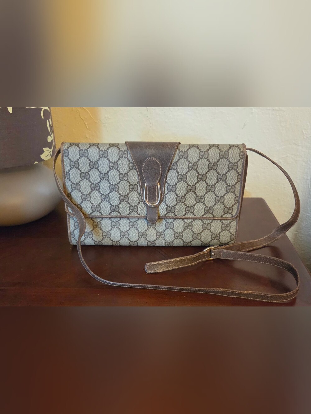 Gucci Supreme Coated Canvas Clutch Shoulder Bag